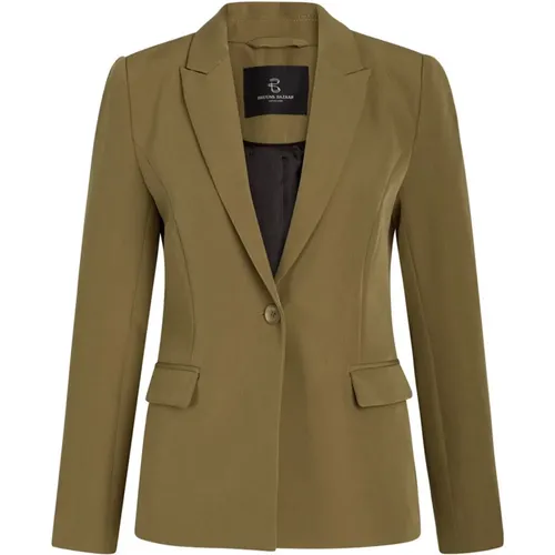 Blazers, female, , Size: XS Olive Blazer with Flap Pockets - Bruuns Bazaar - Modalova