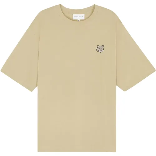 T-Shirt mit ikonischem Patch aus Baumwolle , Herren, Größe: M - Maison Kitsuné - Modalova