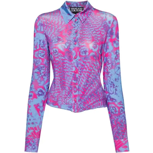 Animal Print Multicolored Stretch Shirt , female, Sizes: M - Versace Jeans Couture - Modalova