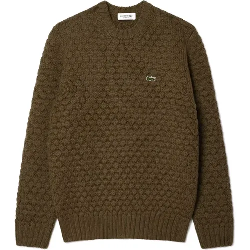 Brauner Wollpullover Minimalistisches Design , Herren, Größe: L - Lacoste - Modalova