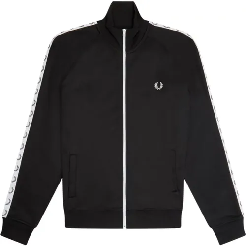 Zip-throughs, male, , Size: M Men`s Zip-Front Sweatshirt - Fred Perry - Modalova