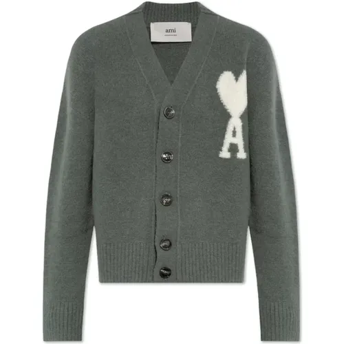 Cardigan mit Logo , Damen, Größe: 2XS - Ami Paris - Modalova