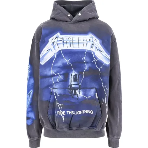 Hoodies, male, , Size: M Metallica Cotton Print Hooded Sweatshirt - Represent - Modalova