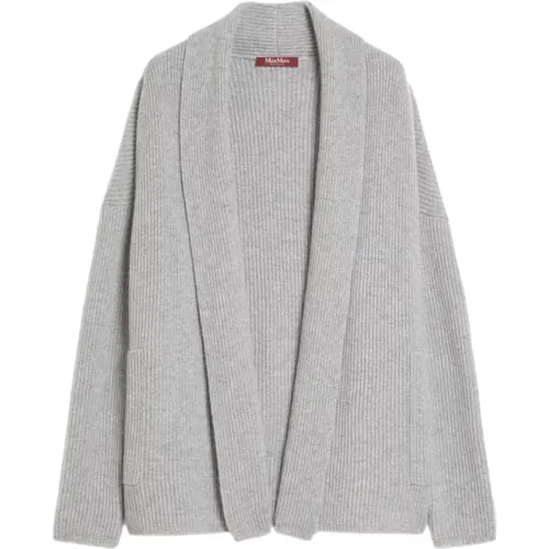 Grauer Cardigan mit Schalkragen , Damen, Größe: M - Max Mara Studio - Modalova