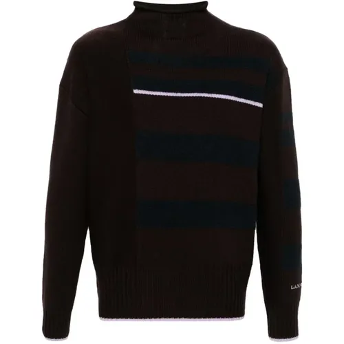 Turtlenecks, male, , Size: XL Striped Wool Sweater - Lanvin - Modalova