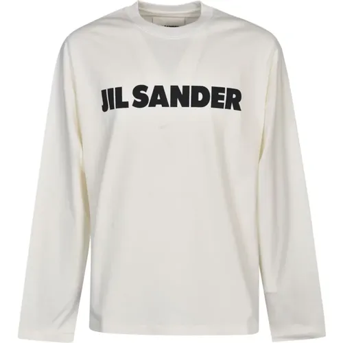 Men`s Porcelain Cotton Logo T-Shirt , male, Sizes: S, L, M, XL - Jil Sander - Modalova