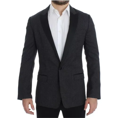 Formal Blazers, male, , Size: XS Polka Dot Slim Fit Blazer - Dolce & Gabbana - Modalova