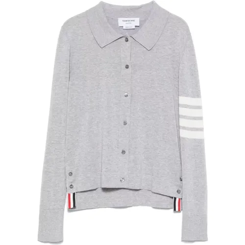 Cardigans, female, , Size: 2XS Light Grey Button-Up Shirt - Thom Browne - Modalova