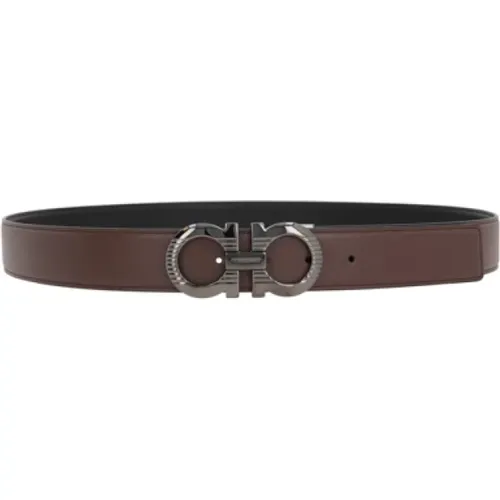 Belts, male, , Size: 105 CM Reversible Leather Belt with Gancini Buckle - Salvatore Ferragamo - Modalova