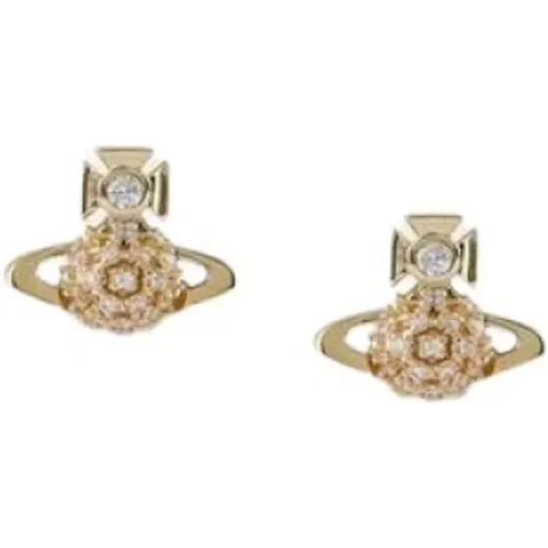 Gold Tone Bas Relief Stud Earrings , female, Sizes: ONE SIZE - Vivienne Westwood - Modalova