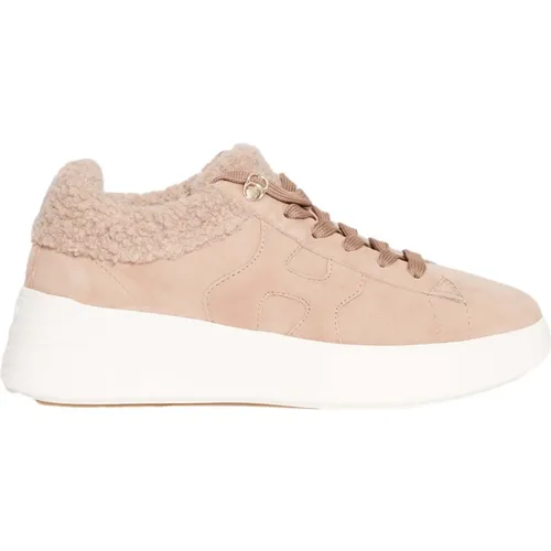 Beige Suede Fur-Lined Sneakers , female, Sizes: 5 1/2 UK, 8 UK, 4 1/2 UK - Hogan - Modalova