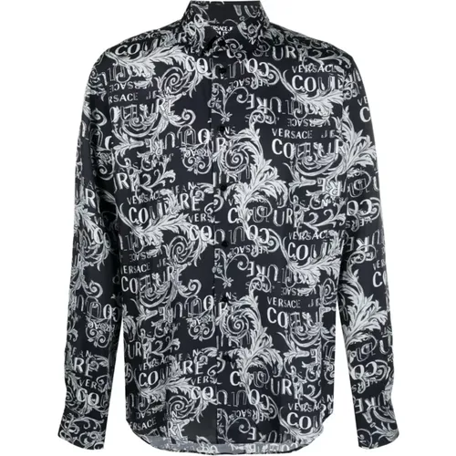 Barockdruck Langarmshirt Grau , Herren, Größe: 2XL - Versace Jeans Couture - Modalova