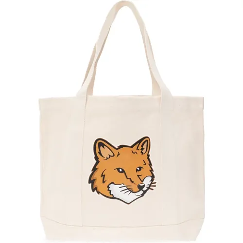 Shopper bag with logo , unisex, Sizes: ONE SIZE - Maison Kitsuné - Modalova