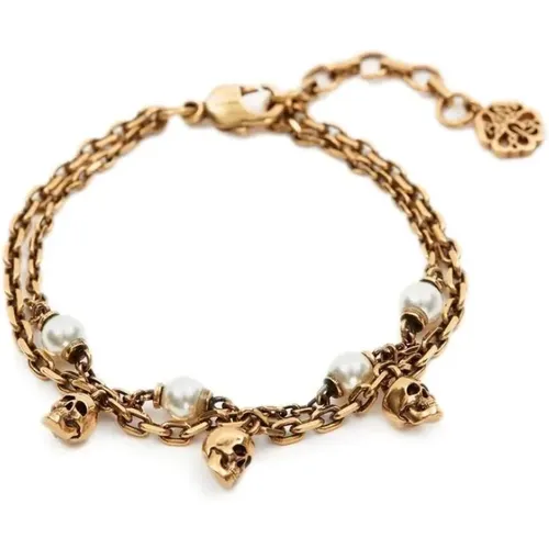 Golden Skull Bracelet , female, Sizes: ONE SIZE - alexander mcqueen - Modalova