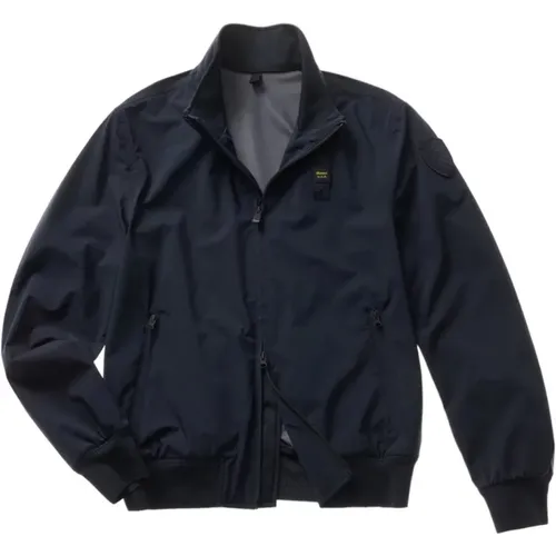 Leichte Neopren Bomberjacke , Herren, Größe: L - Blauer - Modalova