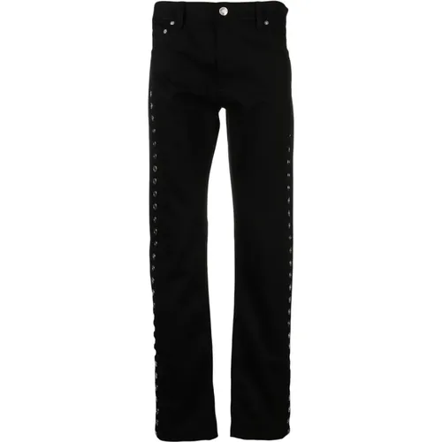 Schwarze Slim-Fit Jeans mit Metallösen-Detail , Herren, Größe: L - alexander mcqueen - Modalova