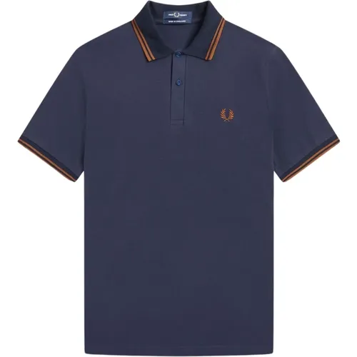 Polo Shirts, male, , Size: XS Iconic Twin Tipped Polo - Navy/Nut - Fred Perry - Modalova