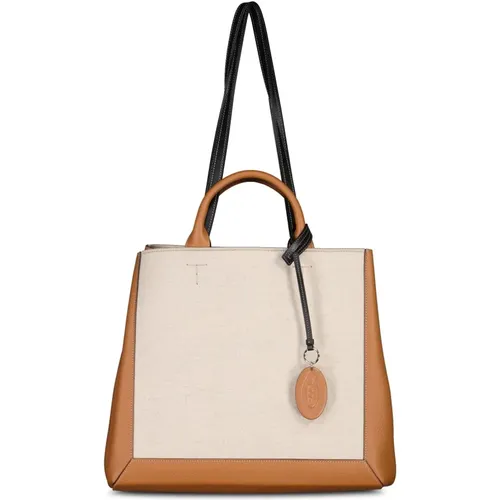 Leather Shopper with Removable Leather Case , female, Sizes: ONE SIZE - TOD'S - Modalova