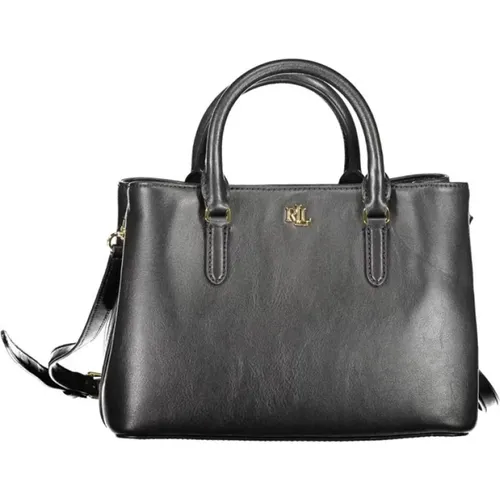 Schwarze Lederhandtasche mit Mehreren Fchern - Ralph Lauren - Modalova