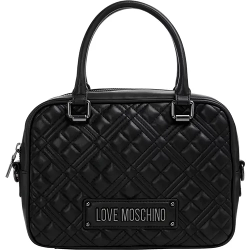 Handbags, female, , Size: ONE SIZE Plain Handbag with Detachable Strap - Love Moschino - Modalova