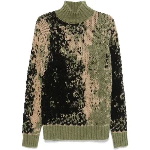 Turtlenecks, male, , Size: XL Intarsia Knit Mock Neck Sweater - Dondup - Modalova