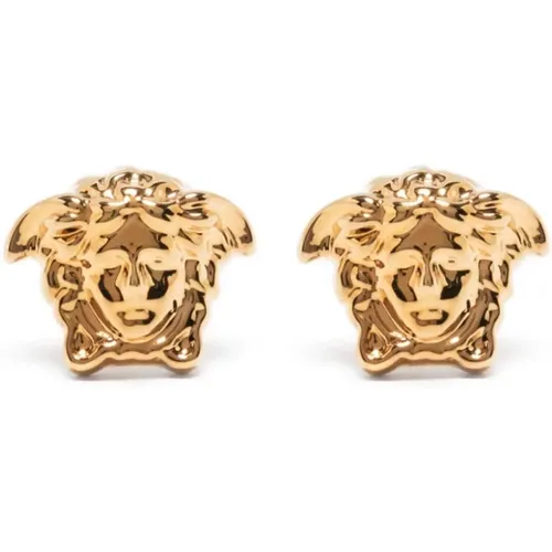 Earrings, female, , Size: ONE SIZE Golden Medusa Earrings Pair - Versace - Modalova