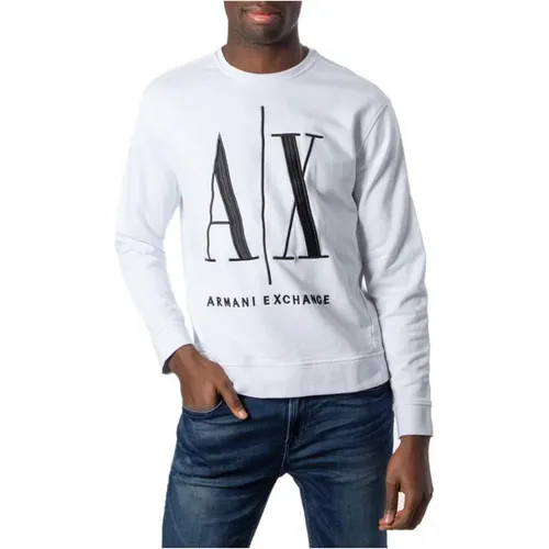 Sweatshirts, male, , Size: M Cotton Blend Hoodless Sweatshirt Collection - Armani Exchange - Modalova