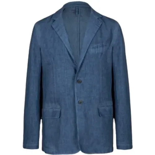 Two Button Jacket Navy Fade , male, Sizes: S - 120% lino - Modalova