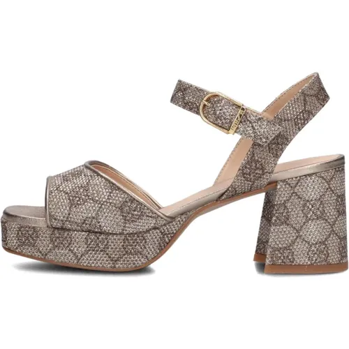 Goldene Sandalen mit All-Over-Print , Damen, Größe: 37 EU - Unisa - Modalova