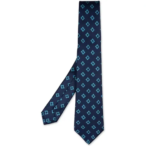 Ties, male, , Size: ONE SIZE Silk Tie with Turquoise Pattern - Kiton - Modalova