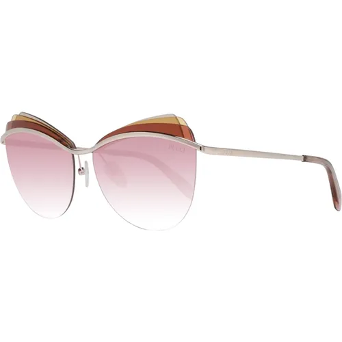 Sunglasses, female, , Size: ONE SIZE Gold Cat Eye Sunglasses Pink Lens - Pucci - Modalova