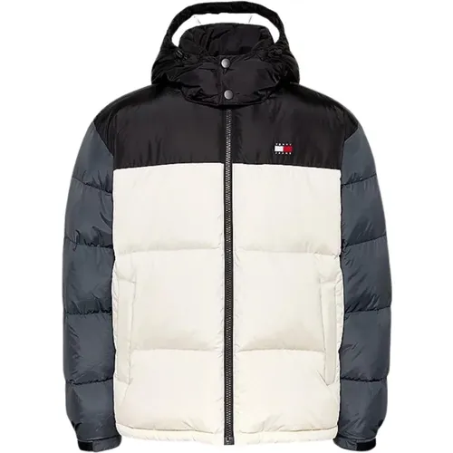 Winter Jackets, male, , Size: S Color Block Puffer Coat with Removable Hood - Tommy Hilfiger - Modalova