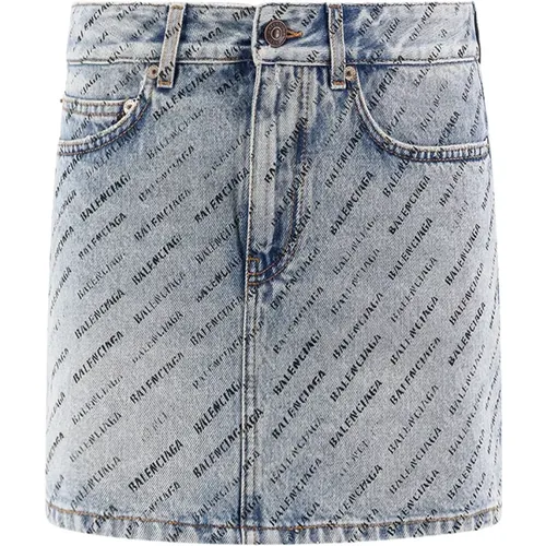 Denim Skirt Low Waist Zip , female, Sizes: M, S - Balenciaga - Modalova