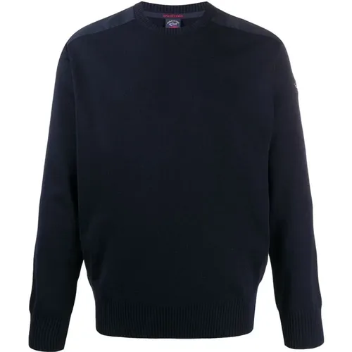 Navy Wool Crew Neck Sweater , male, Sizes: 2XL, M, XL, L - PAUL & SHARK - Modalova