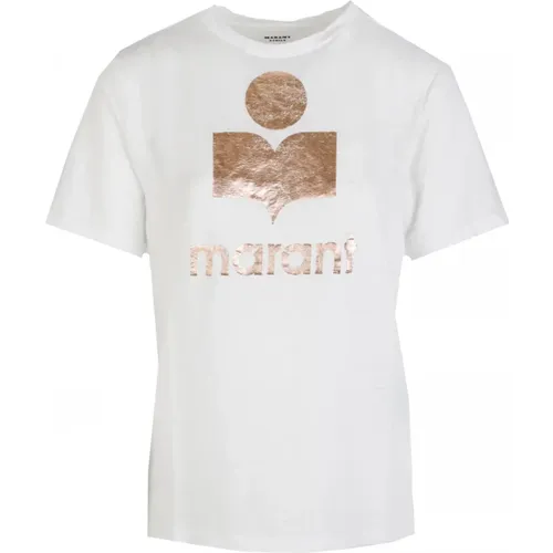 Weißes Leinen T-Shirt mit kurzen Ärmeln , Damen, Größe: M - Isabel Marant Étoile - Modalova