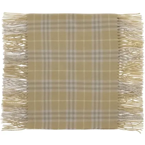 Check Cashmere Scarf with Fringing , female, Sizes: ONE SIZE - Burberry - Modalova