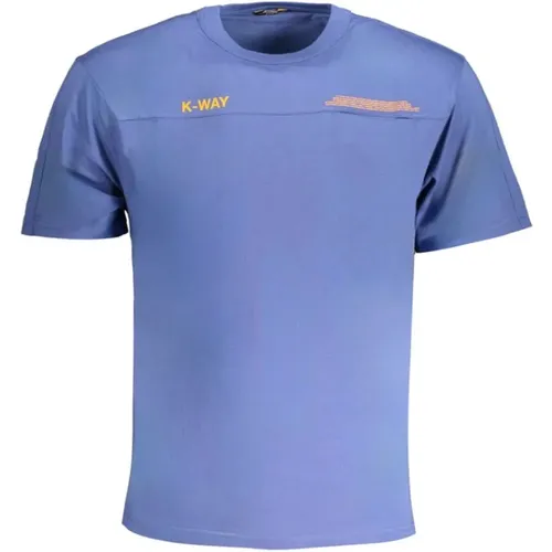 Blaues Baumwoll-T-Shirt mit Tasche , Herren, Größe: M - K-way - Modalova