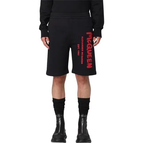 Casual Shorts, male, , Size: L Logo Sweatshorts in Trendy Style - alexander mcqueen - Modalova