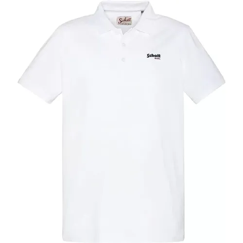 Gesticktes Logo Baumwoll-Poloshirt , Herren, Größe: XL - Schott NYC - Modalova