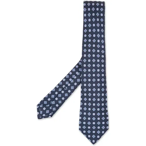 Blue Silk Geometric Pattern Tie , male, Sizes: ONE SIZE - Kiton - Modalova