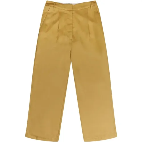 Elegant Yellow Trousers with Pleats , female, Sizes: 2XS, S - Munthe - Modalova
