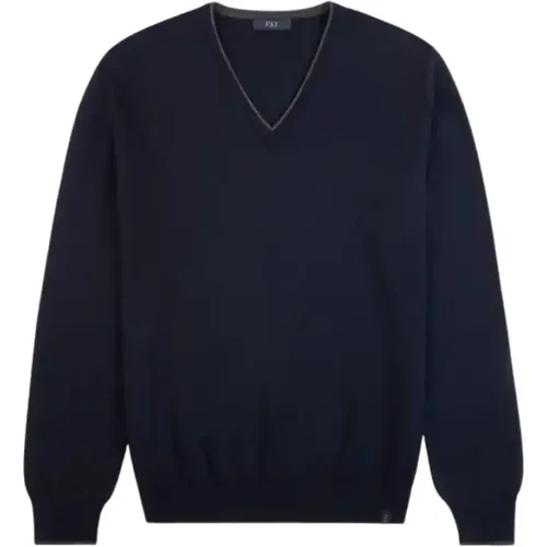 Wool V-Neck Sweater , male, Sizes: XL, S, L, M - Fay - Modalova