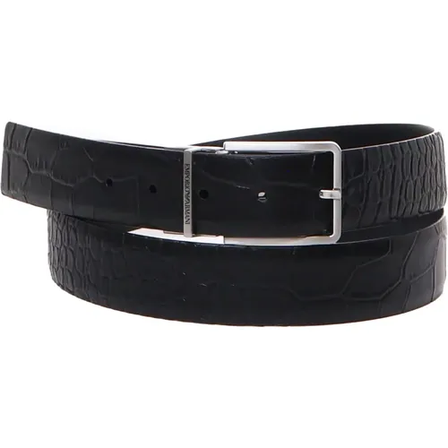 Belts, male, , Size: ONE SIZE Leather Belt with Metal Buckle - Emporio Armani - Modalova