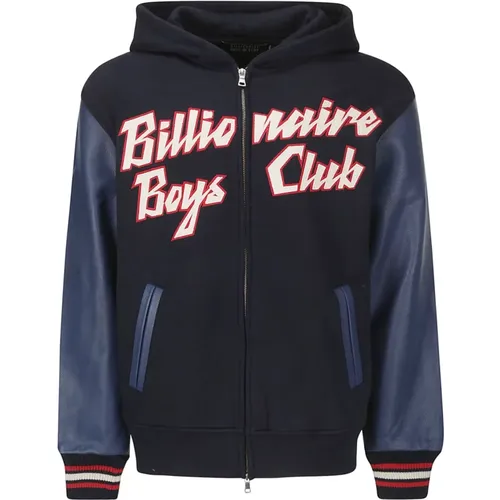 Sweatshirt mit Lederärmeln und Reißverschluss - Billionaire Boys Club - Modalova