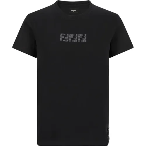 T-Shirts, male, , Size: M Embroidered Labyrinth T-shirt in - Fendi - Modalova