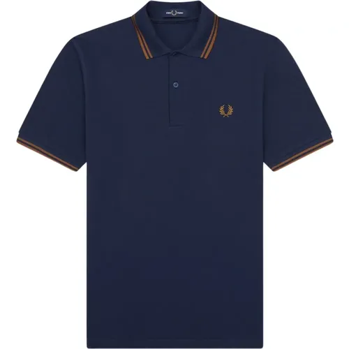 Polo Shirts, male, , Size: 3XS Original Twin Tipped Polo - Deep Carbon Dark Caramel - Fred Perry - Modalova