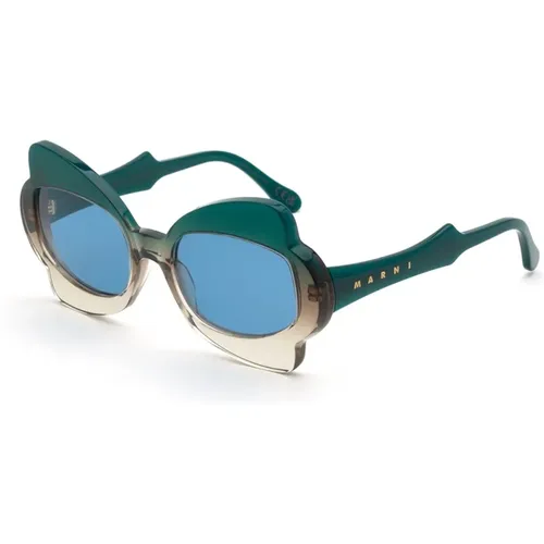 Green Fade Monumental Gate Sunglasses , female, Sizes: 56 MM - Marni - Modalova