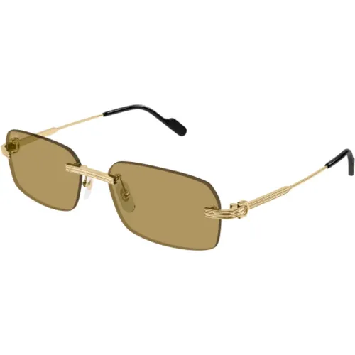 Sunglasses, unisex, , Size: L Gold Rimless Sunglasses Ct0271S Style - Cartier - Modalova