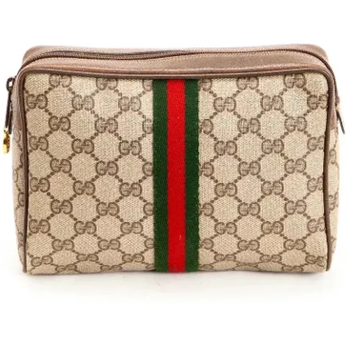 Pre-owned Clutches, unisex, , Size: ONE SIZE Authentic Vintage Canvas Clutch Bag with Gold Hardware - Gucci Vintage - Modalova