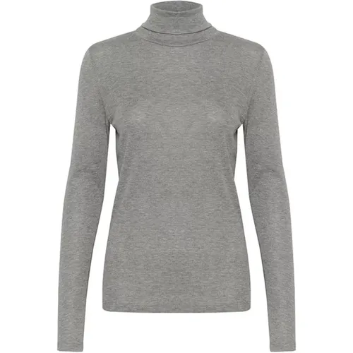 Rollneck Top Grey Melange Long Sleeve , female, Sizes: XS, 2XL, L, XL, M, S - Soaked in Luxury - Modalova